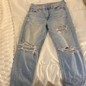 American Eagle Outfitters Light Blue Distressed Boyfriend Jeans